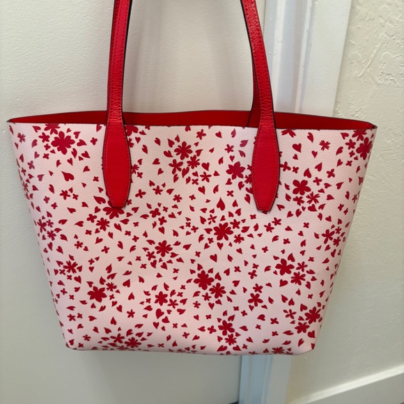 Kate Spade reversible tote - red & pink floral - as is - Picture 3 of 10